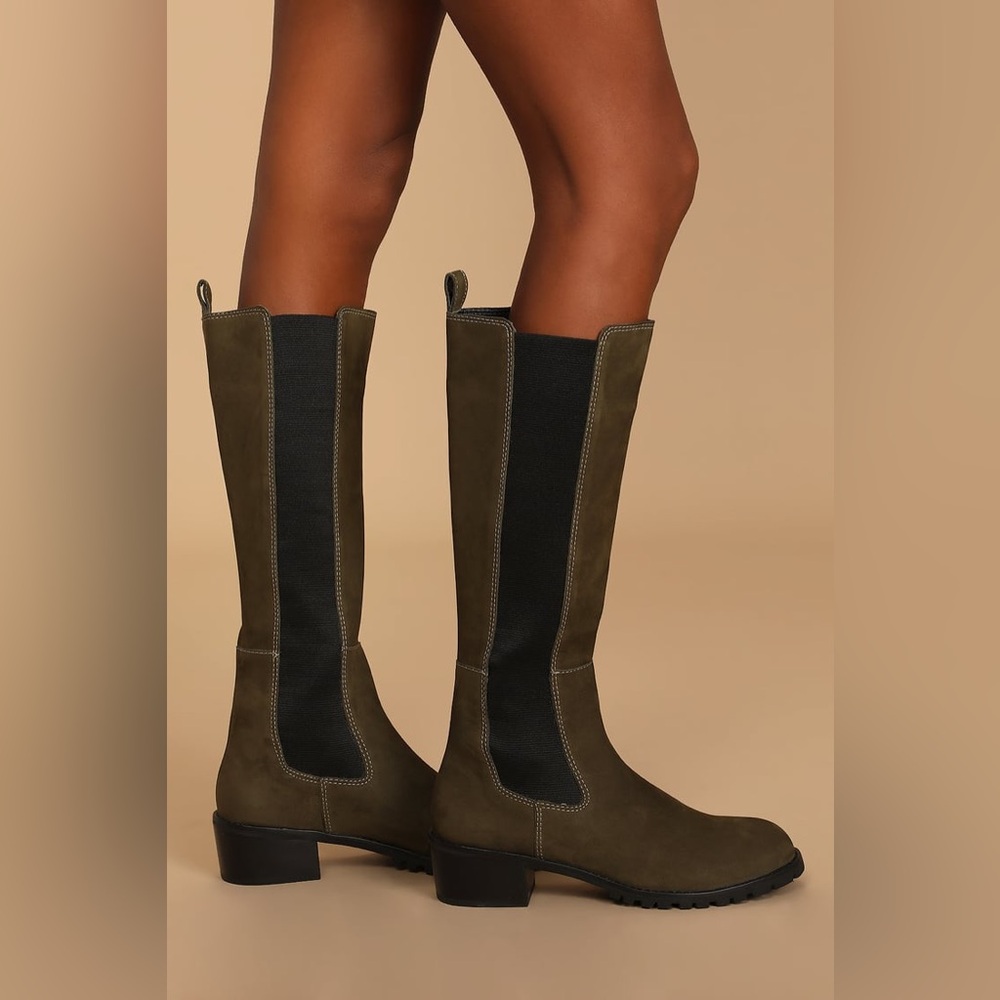 NWT Matisse Ryder Nubuck Suede Leather Tall Chelsea Boots Olive Green Size 8